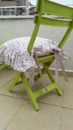Floral Chair Cushion Cover With Ties - Linen 3 Sided Ruffled- French Country Shabby Chic Home Pink Blue Mint