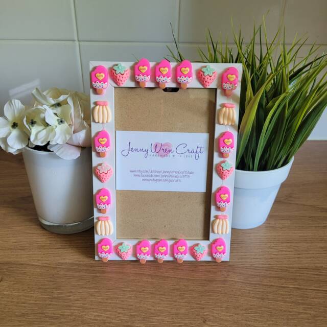 Pink Ice Lollies & Fruit Resin Decal Photo Frame 4 X 6 Inches - image 1