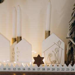 Advent Candle Holders With Calendar Christmas Countdown Table Centerpiece Wreath Reusable Holiday Decoration Candlestick - thumbnail 1
