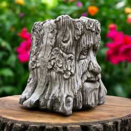 Concrete Tree Face Sculpture Stone Wood Spirit Figurine Garden Stump Ornament Outdoor Woodland Decor Cement Yard Art Gift For Nature Lover - thumbnail 2