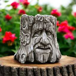 Concrete Tree Face Sculpture Stone Wood Spirit Figurine Garden Stump Ornament Outdoor Woodland Decor Cement Yard Art Gift For Nature Lover