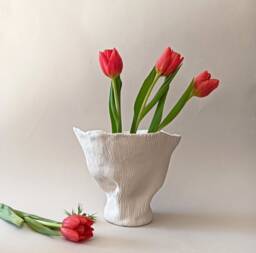 Handmade Irregular Shape Vase Sculpture, Unique Ceramic Vase, Elegant Home Decoration - thumbnail 1