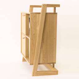Oak Tv Unit, Tv Cupboard, Hi-Fi Rack, Cabinet, Vinyl Records Stand, Solid Wood, Oak, Leather - thumbnail 4
