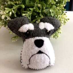 Dog Cushion, Bulldog Schnauzer Pillow, Head Felt Machine Embroidered, Gift For Lover, Decorative Throw Cushion - thumbnail 3