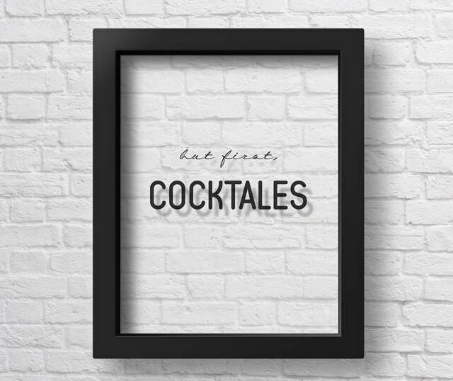 Transparent But First Cocktails Poster Kitchen Decor Party Decorations Print Bar Sign Typography Alcohol Wall Art - image 1