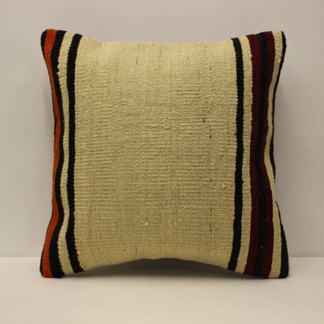 Vintage Turkish Kilim Pillow, Boho Throw Pillow Cover - 18x18 - image 1