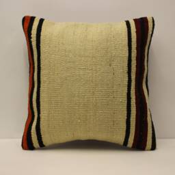 Vintage Turkish Kilim Pillow, Boho Throw Pillow Cover - 18x18 - thumbnail 1