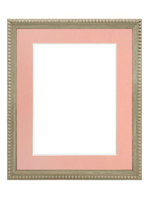 Crown Clay Photo Frame With Pink Mount, Wooden Bobbin Distressed - image 1