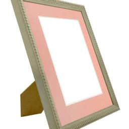 Crown Clay Photo Frame With Pink Mount, Wooden Bobbin Distressed - thumbnail 2