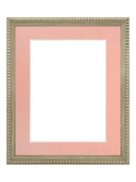 Crown Clay Photo Frame With Pink Mount, Wooden Bobbin Distressed - thumbnail 1