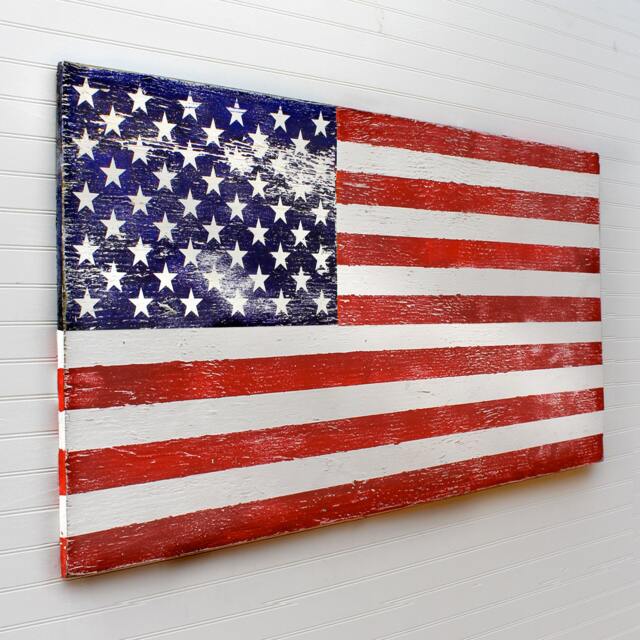 "Wooden American Flag Rustic Us Military Gift Wall Decor Wood 40""-48" - image 1