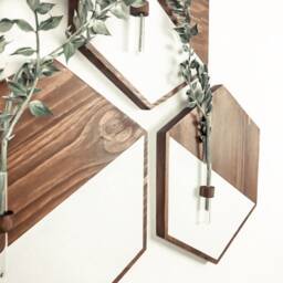 Rustic Hexagon Wood Wall Art Farmhouse Decor With Plant Tubes - thumbnail 3