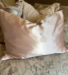 Monogrammed Silk Or Satin Pillow Cover, Custom Embroidered Pillowcase, Personalized Home Decor - thumbnail 1