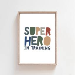 Superhero in Training Print, Boys Nursery Prints, Bedroom Decor, Playroom Wall Art, Blue - thumbnail 2