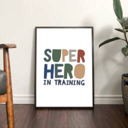 Superhero in Training Print, Boys Nursery Prints, Bedroom Decor, Playroom Wall Art, Blue - thumbnail 3