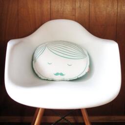 Limited Edition Guy Face Plush Pillow in Mint Green Print - thumbnail 3