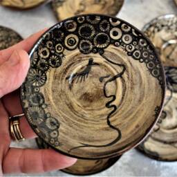 Small Ceramic Plate, Unique Gift Idea, Clay Valentine's Gift, House Warming Wall Hanging, Ceramics & Pottery, Tiny - thumbnail 4
