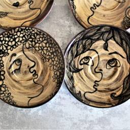 Small Ceramic Plate, Unique Gift Idea, Clay Valentine's Gift, House Warming Wall Hanging, Ceramics & Pottery, Tiny - thumbnail 3