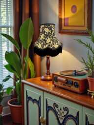 Handmade Black Paisley Lampshade With Fringe Trim Bespoke Made For Table & Floor Standard Lamp Shades, Ceiling Lights - thumbnail 1