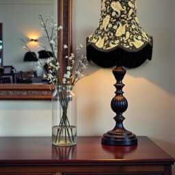 Handmade Black Paisley Lampshade With Fringe Trim Bespoke Made For Table & Floor Standard Lamp Shades, Ceiling Lights - thumbnail 2