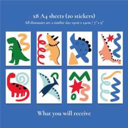 Doodle Dinosaur Fabric Wall Stickers Removable Kids Room Decor - thumbnail 3