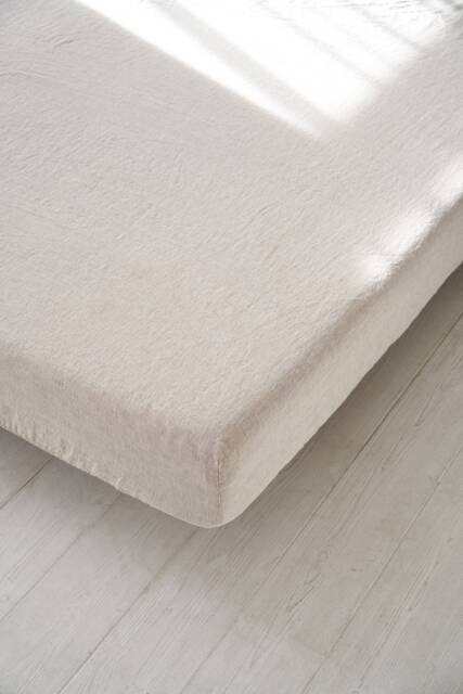 stonewashed Linen Fitted Sheet Soft King/Queen/Full Custom Size Bedding 100 % Natural Valentines Day Gift - image 1