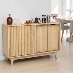 Fluted Sliding Door Sideboard Modern Mid-Century Buffet Storage Cabinet - thumbnail 2