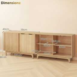 Fluted Sliding Door Sideboard Modern Mid-Century Buffet Storage Cabinet - thumbnail 4