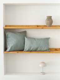 Light Blue Linen Throw Pillow Cover, Soft Highest Quality Lumbar Case, Hidden Zipper, Any Size Cushion Euro Sham Cover