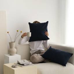 Light Blue Linen Throw Pillow Cover, Soft Highest Quality Lumbar Case, Hidden Zipper, Any Size Cushion Euro Sham Cover - thumbnail 3