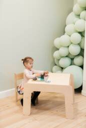 Kids Table, Reversible Tabletop With Blackboard, Extra Storage Compartment, Open Table Ends For Easy Access