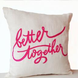 Better Together Hot Pink Cute Pillow Cover 14x14 Gift For Her, Dorm Decor, Wedding Anniversary Birthday - thumbnail 3