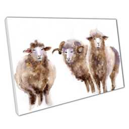 Watercolor Sheep Canvas Rustic Farm Animal Painting For Home & Office Wall Decor - thumbnail 1