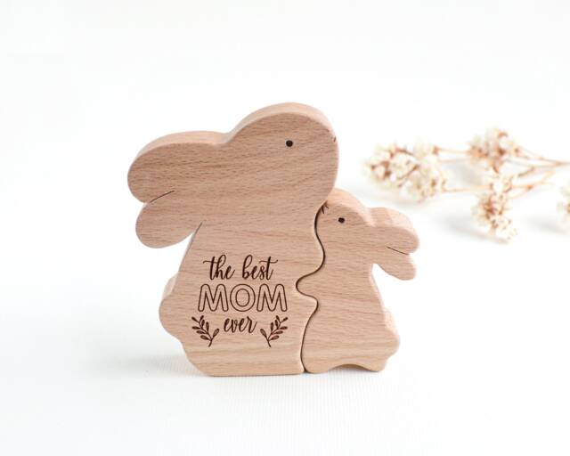 Unique Mothers Day Gift For Wife From Husband . Mom & Baby Bunny First Mother's Daughters First Mothers - image 1
