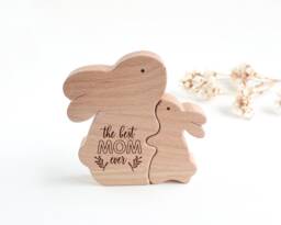 Unique Mothers Day Gift For Wife From Husband . Mom & Baby Bunny First Mother's Daughters First Mothers - thumbnail 1