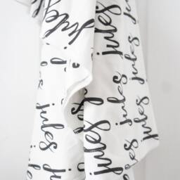 Personalized Baby Blanket - Organic Cotton Name Swaddle, Newborn Gift - thumbnail 2
