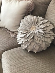 Linen Flower Pillow Cover - Boho Medallion Applique, Round Or Square - thumbnail 1