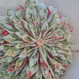 Linen Flower Pillow Cover - Boho Medallion Applique, Round Or Square - thumbnail 3