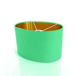 New Luxury High Quality Handmade Emerald Green Cotton 12 Fabric Lamp Shade Oval Shape Oval Metallic Lining - thumbnail 3