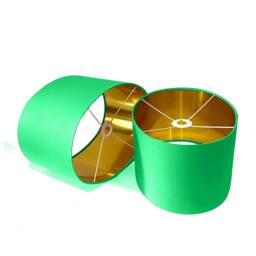New Luxury High Quality Handmade Emerald Green Cotton 12 Fabric Lamp Shade Oval Shape Oval Metallic Lining - thumbnail 1