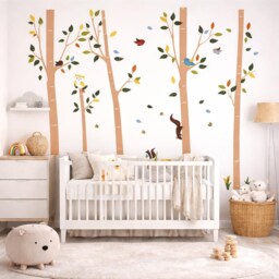Nursery Wall Decals, Woodland Tree Stickers, Kids Room Forest Decals With Owl, Birds, Squirrel - thumbnail 3