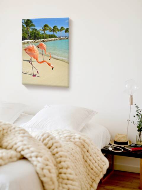 Flamingo Canvas Wall Art. Pink Decor. Beach Decals. Room Ready To Hang Picture. Home Decor Ideas - image 1