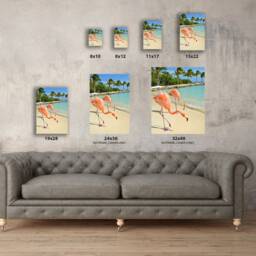 Flamingo Canvas Wall Art. Pink Decor. Beach Decals. Room Ready To Hang Picture. Home Decor Ideas - thumbnail 3