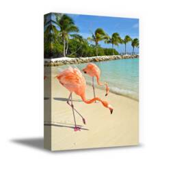 Flamingo Canvas Wall Art. Pink Decor. Beach Decals. Room Ready To Hang Picture. Home Decor Ideas - thumbnail 2