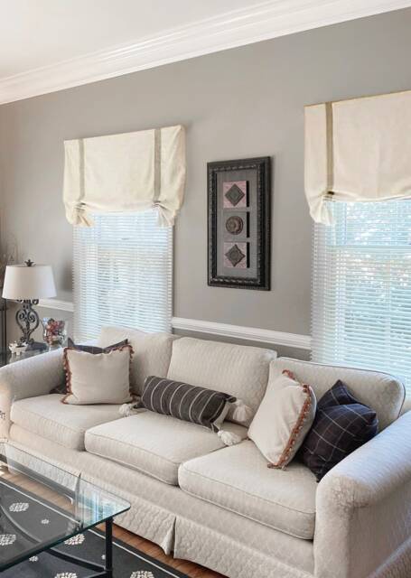 85 Colors, Faux - Fake Relaxed Roman Shade Valance With Trim, Window Treatment, Custom Faux Shade, Cafe Curtains, Covering - image 1