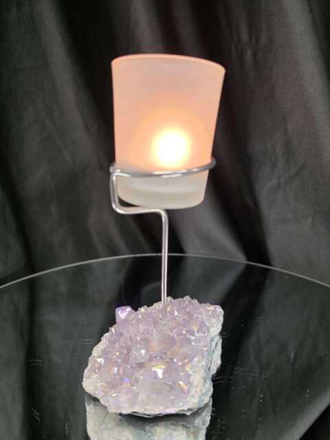 Premium A Grade Angel Aura No. 2 Cluster Druzy Candle/1 Cup Tealight Holder 471G H18xw12xw8cm - image 1