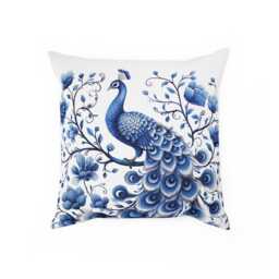 Cushion, Delft Blue Pillow, Peacock, Boho Chic, Bird Decor, Cozy Home, & White Peacock Pillow, Decor, Lover