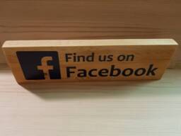Free Standing Find Us On Facebook Wooden Advertising Sign, Wedding, Engagement, Anniversary, Valentines, Love, Party, Birthday, Gift, Shopping - thumbnail 1