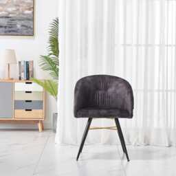 Vittorio Velvet Dining Chairs - Quilted Modern Accent Chair With Metal Legs - thumbnail 2