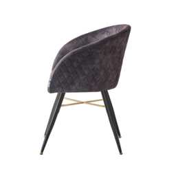 Vittorio Velvet Dining Chairs - Quilted Modern Accent Chair With Metal Legs - thumbnail 3